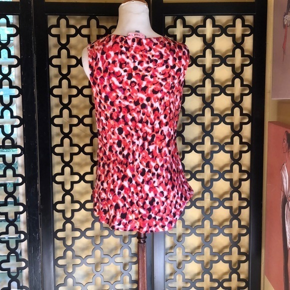 CLASSIQUES ENTIER Red Black‎ Animal Print Sleeveless Cowl SILK BLOUSE Small - Picture 3 of 5